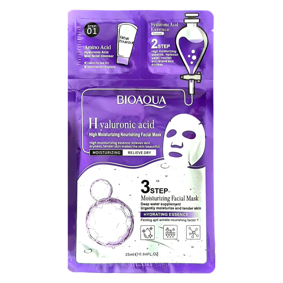 Mascarilla Facial de Tela 3 Pasos Hidratante y Nutritiva | Bioaqua
