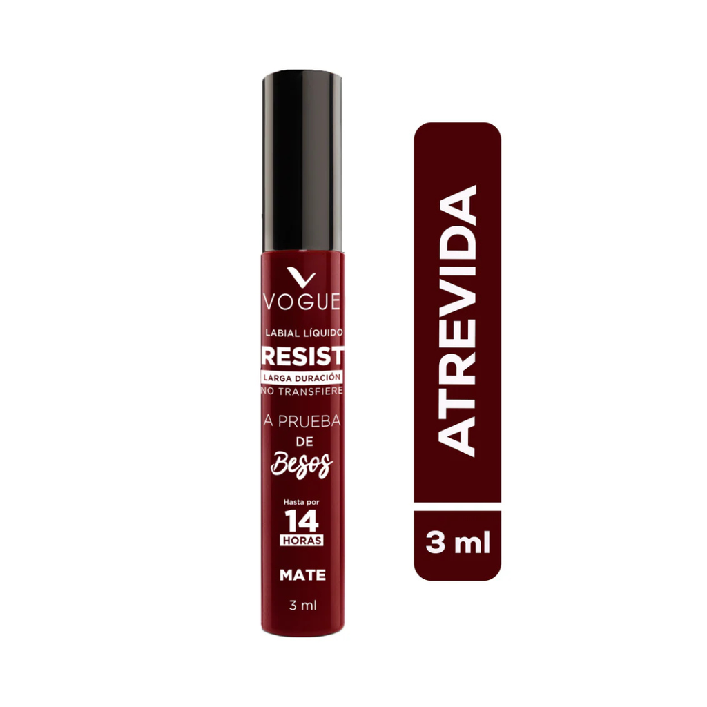 Labial Líquido Resist de Vogue – Tono Atrevida: El Rojo Imparable