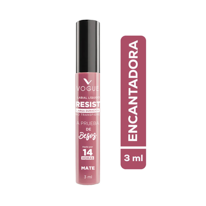 Labial Líquido Resist de Vogue – Tono Encantadora: Dulzura Imparable