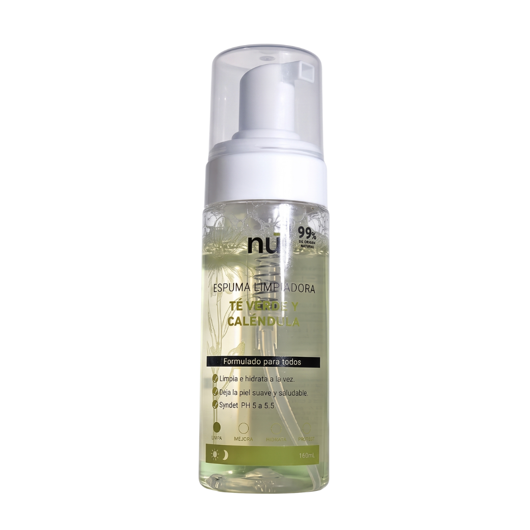 NÚ Espuma Limpiadora Facial con Té Verde y Caléndula – 160 ml