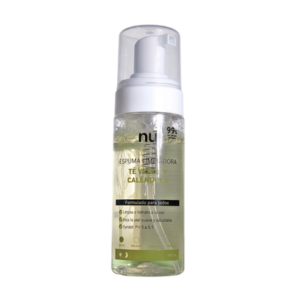 NÚ Espuma Limpiadora Facial con Té Verde y Caléndula – 160 ml