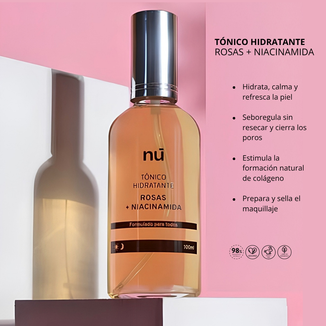 NÚ Tónico Hidratante con Agua de Rosas y Niacinamida – 100 ml