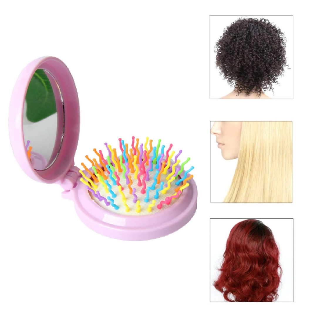 Mini Cepillo de Cabello Plegable 2 en 1 – Con Espejo Integrado - Morado