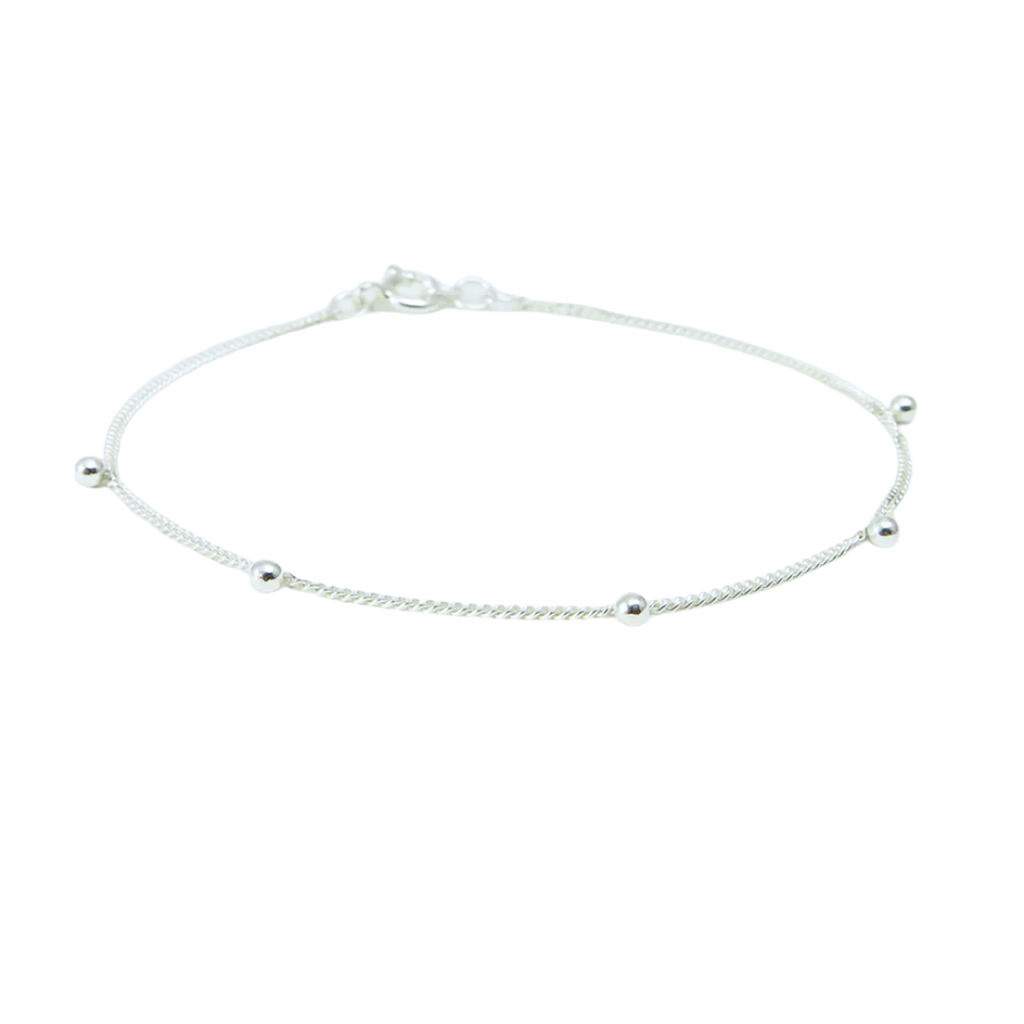 Pulsera Estilo Cadena Veneciana con Esferas de Plata 925