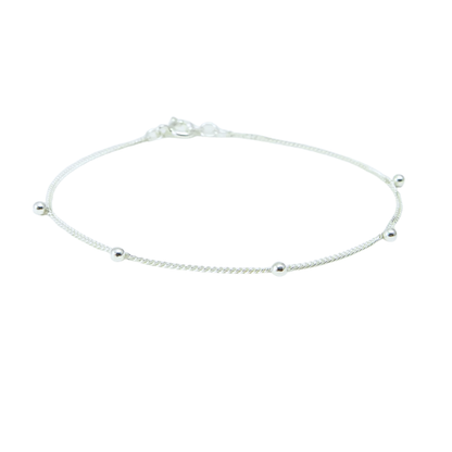 Pulsera Estilo Cadena Veneciana con Esferas de Plata 925