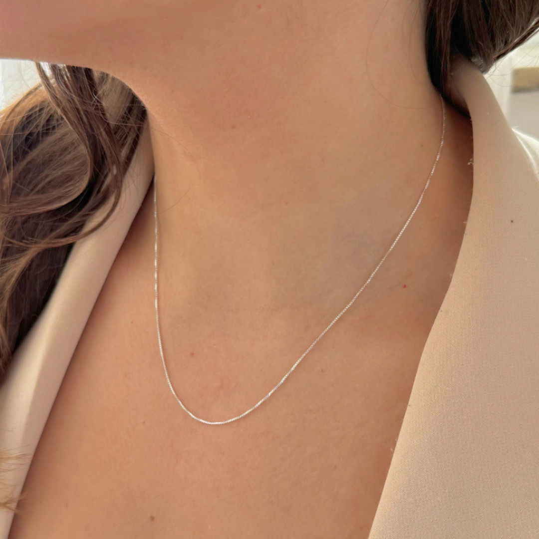 Cadena Estilo Box (Veneciana) de 45 cm – Plata 925