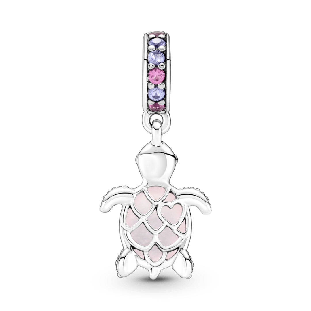 Charm Colgante Tortuga de Mar – Cristal de Murano Rosa – Plata .925