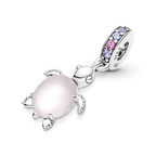 Charm Colgante Tortuga de Mar – Cristal de Murano Rosa – Plata .925