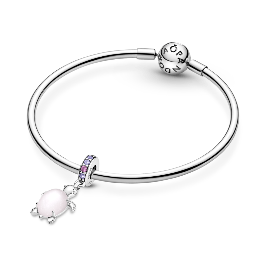 Charm Colgante Tortuga de Mar – Cristal de Murano Rosa – Plata .925