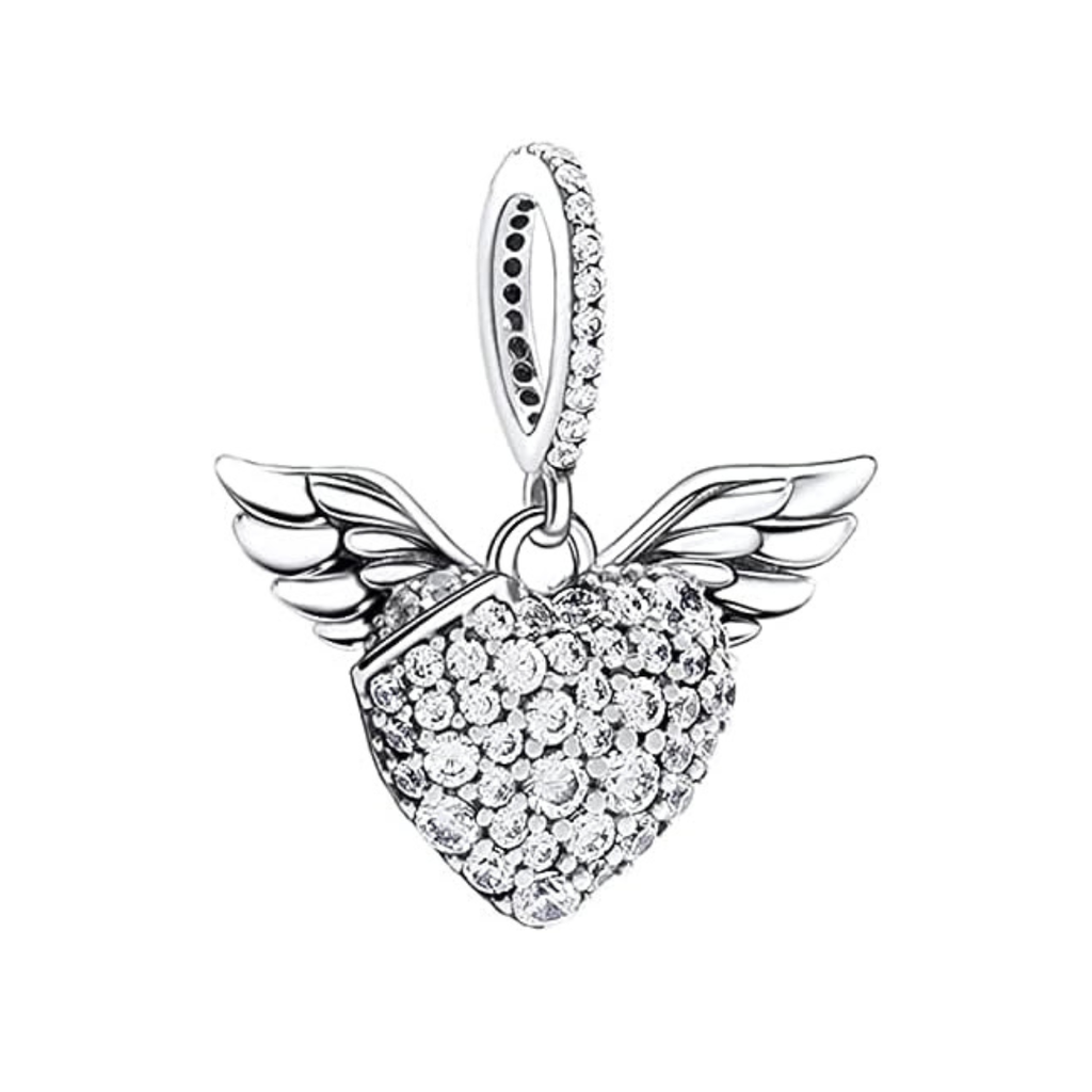 Charm Corazón con Alas de Ángel – Plata .925