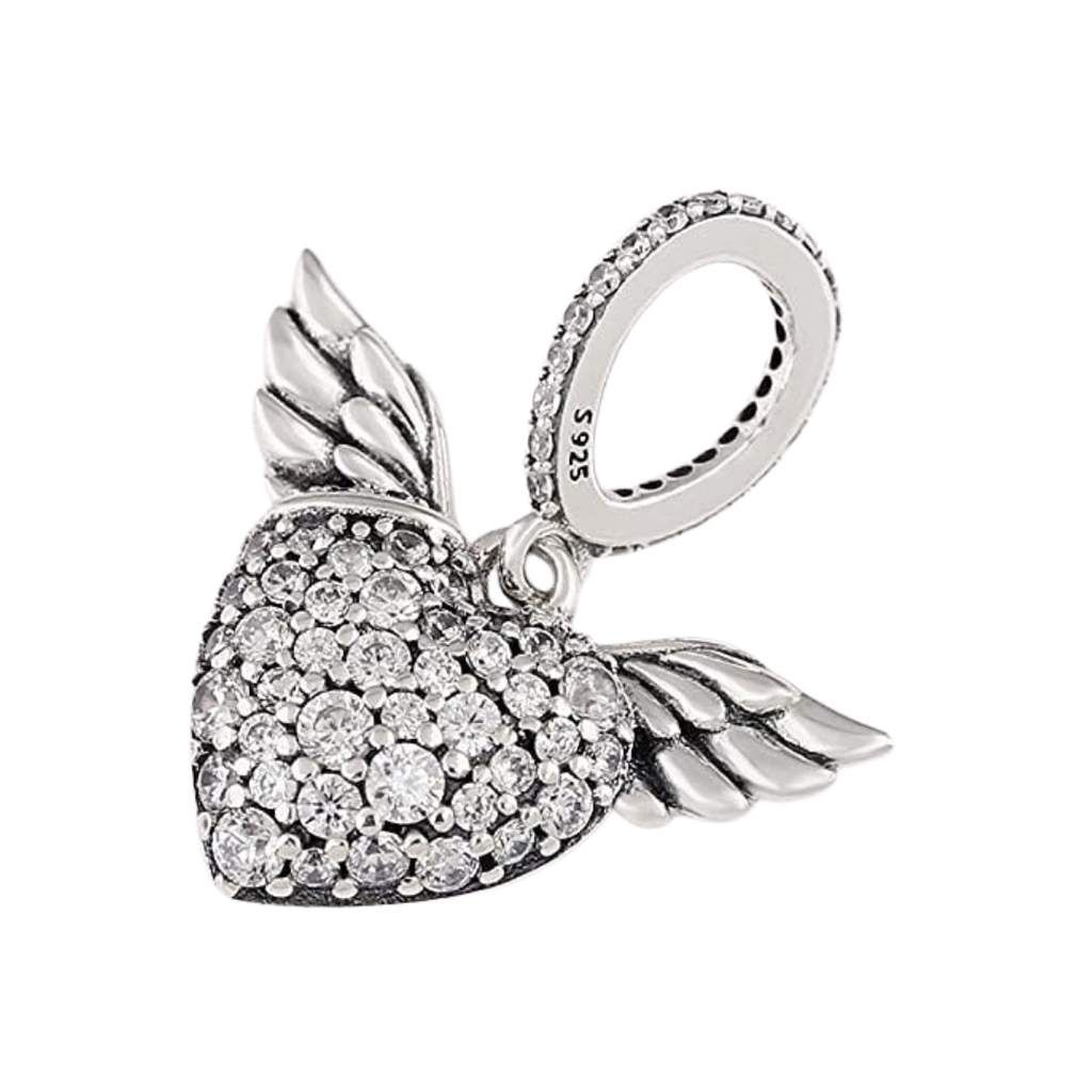 Charm Corazón con Alas de Ángel – Plata .925