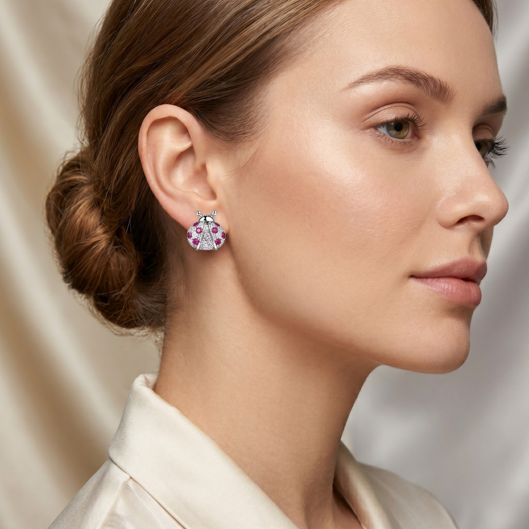 Aretes de Mariquita en Plata 925 – Amuleto de Brillo y Buena Fortuna