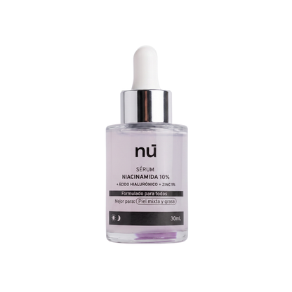 NÚ Sérum Facial Equilibrante e Iluminador – Niacinamida 10% + Zinc 1% + Ácido Hialurónico (30 ml)