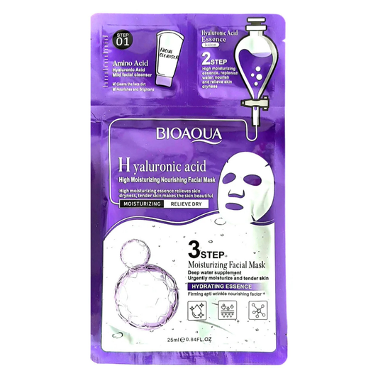 Mascarilla Facial de Tela 3 Pasos Hidratante y Nutritiva | Bioaqua