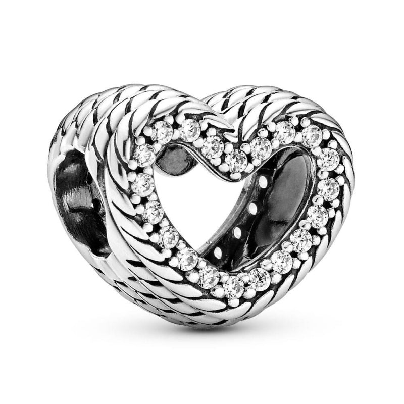 Charm Corazón Piel de Serpiente – Plata .925